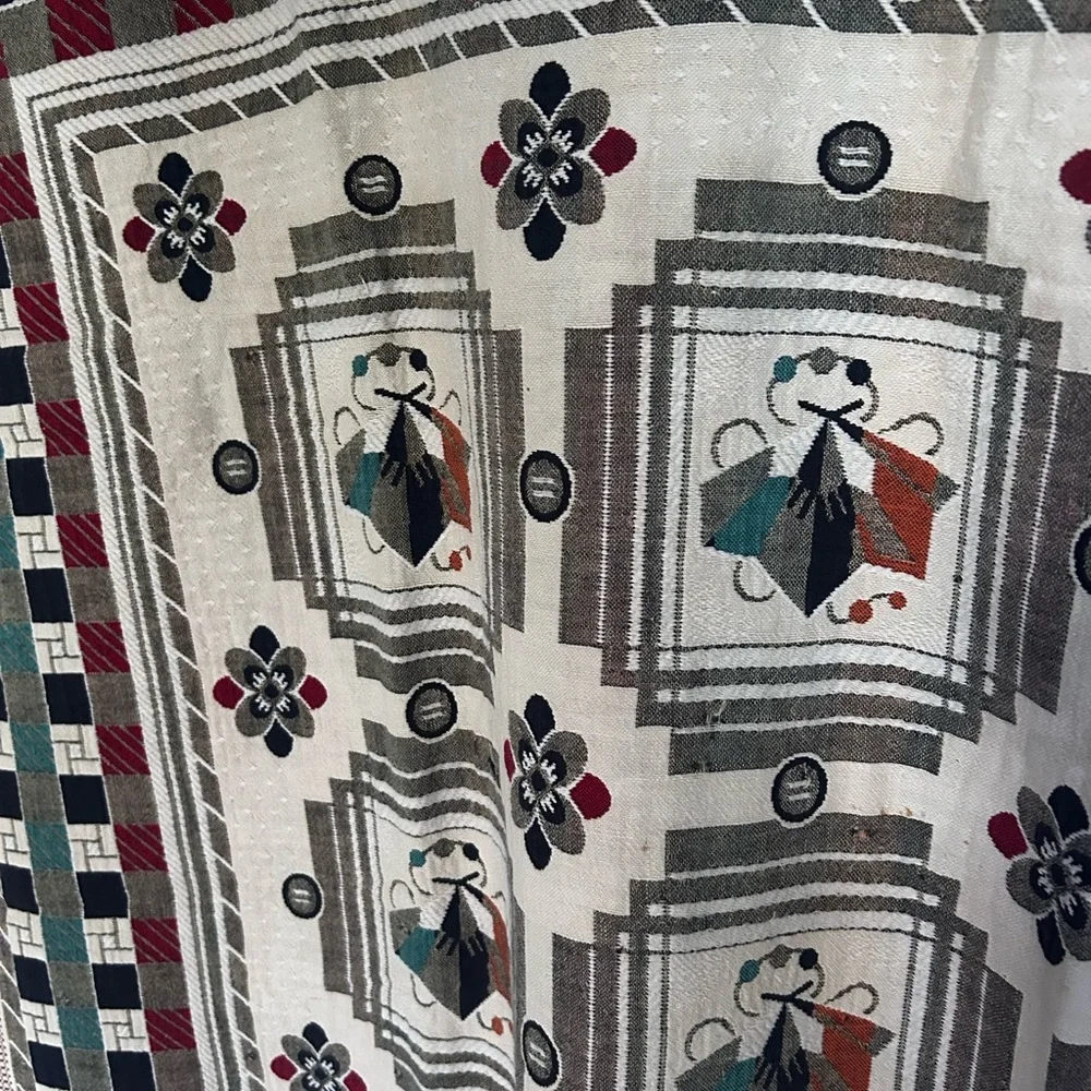 VTG Woven Knit Tapestry Throw Blanket Floral Cottage Farm Country Burgandy